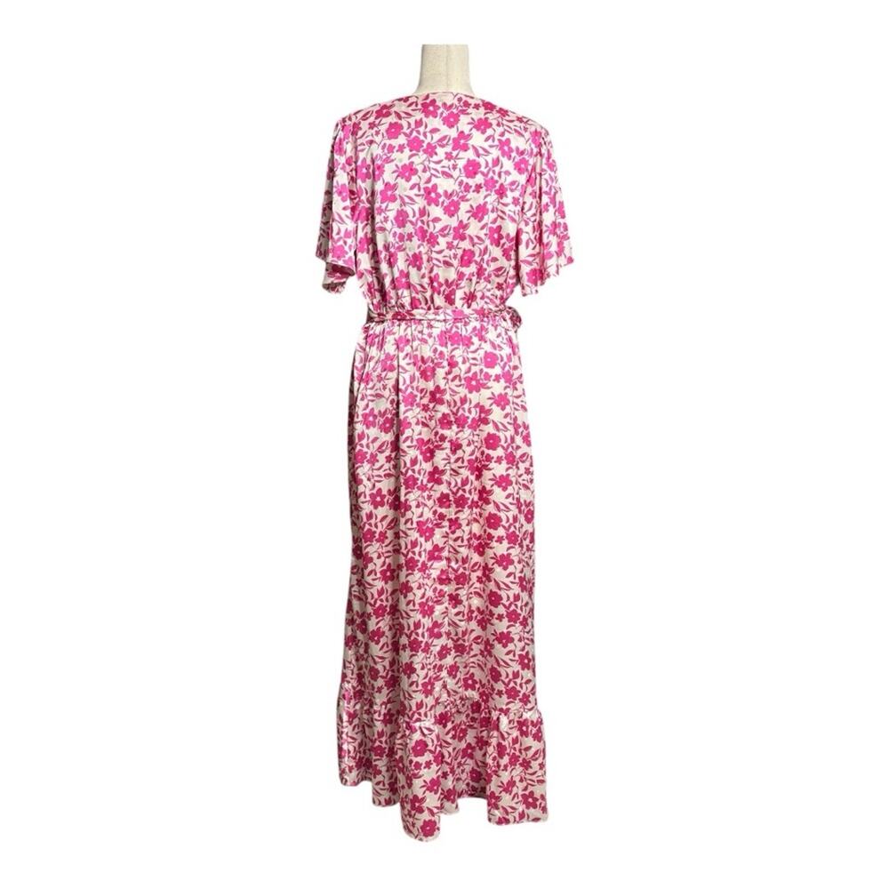 Draper James Pink and White Ruffled Maxi Faux Wrap Dress Size XL II0662 - Picture 3 of 10